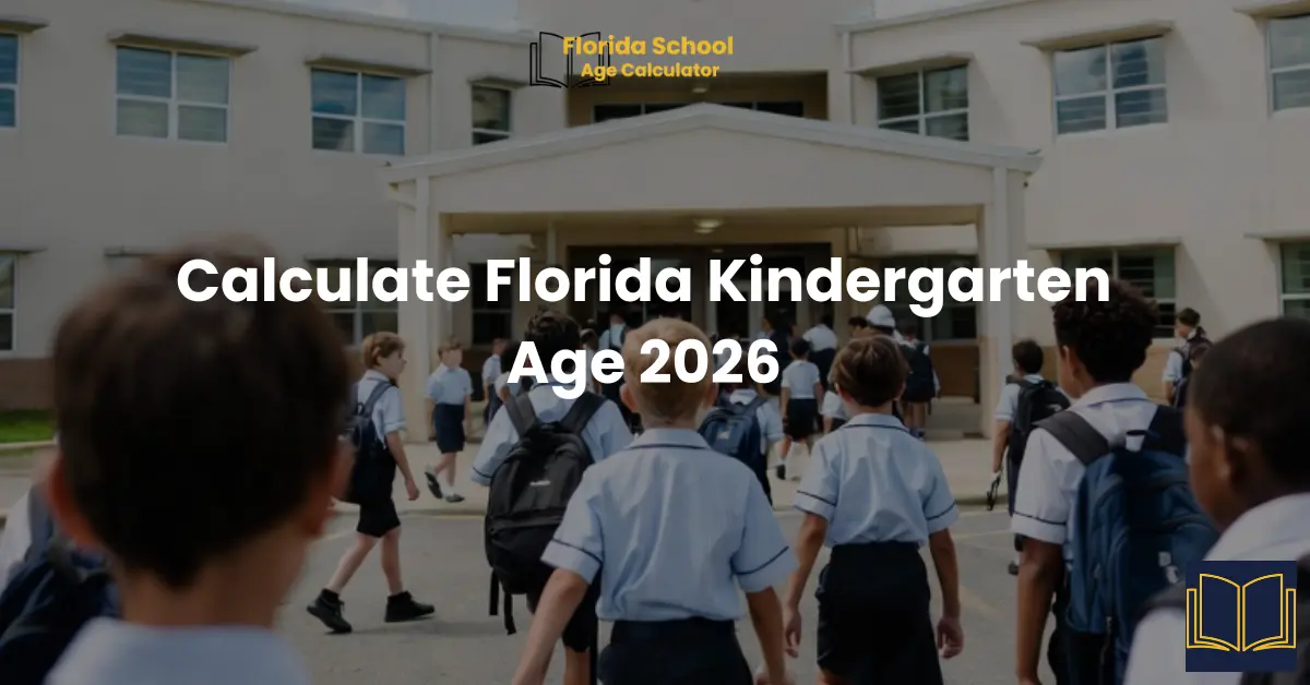Kindergarten school students walking together on the sidewalk towards Florida school entrance