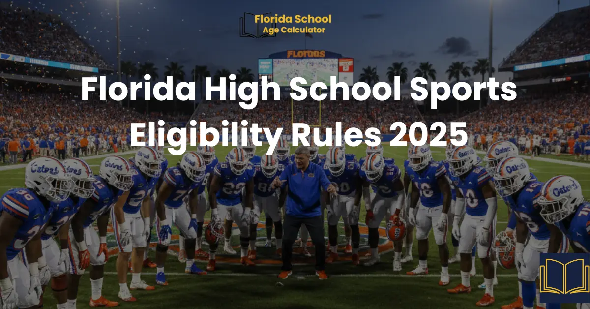 Team huddle during a Florida football game under Friday night lights
